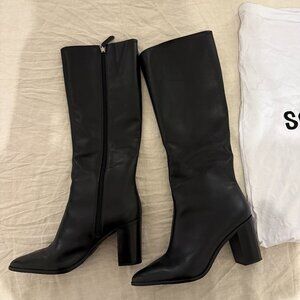Schutz Knee High Boots Mikki Up Block Black Size 9.5